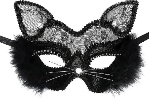 Halloween Maskerade Sexet Blonde Katte Maske til Kvinder (sort) 1 Styk
