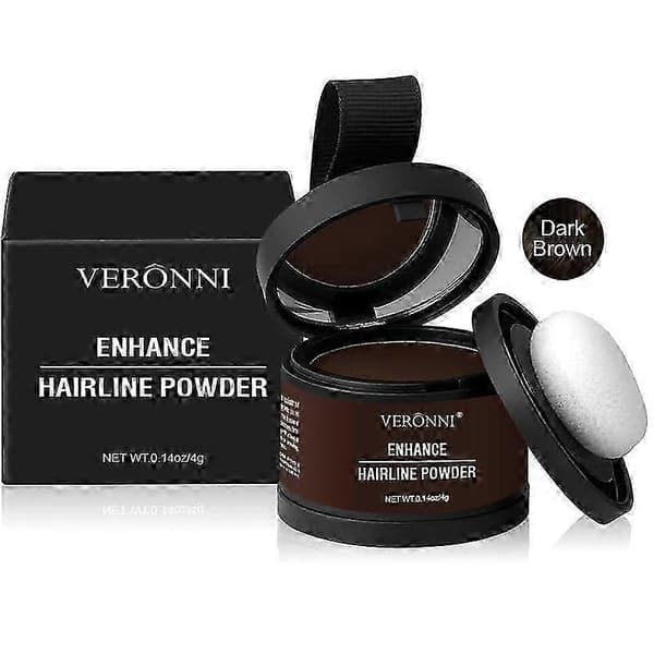 VERONNI Hairline Sculpting Shadow Powder, perfekt til at skjule høje pander, forme bakkenbarter, konturere hårgrænsen (mørkebrun)