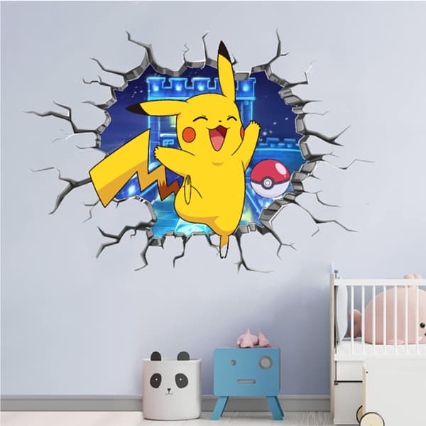 40*55cm Cartoon Anime Vægklistermærke Pikachu Klistermærke Dreng Soveværelse