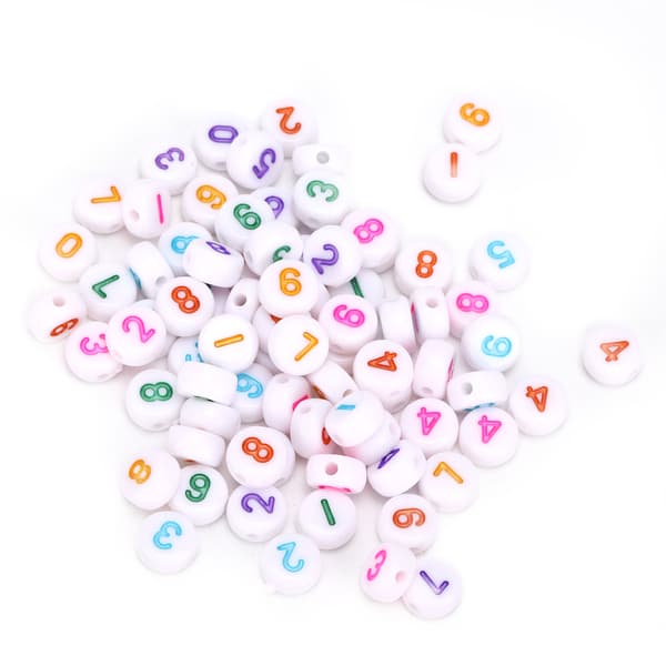 300 stk. Runde Tal Perler Hvide Farverige Glatte Akryl Figur Perler til Smykkefremstilling Armbånd Halskæder