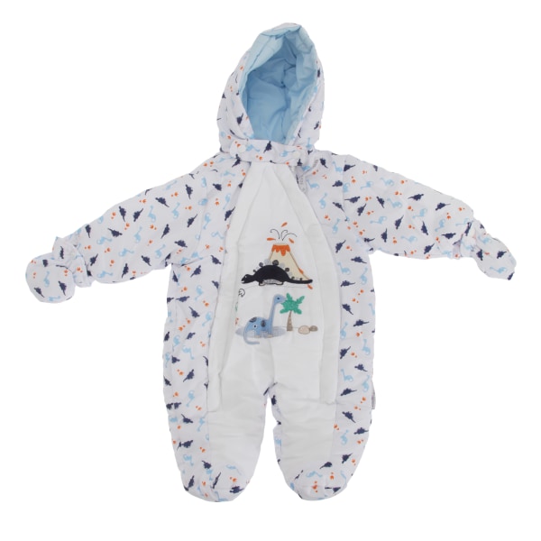 Universal Textiles Baby Boys Dinosaur Volcano All In One Hooded Winter Snowsuit