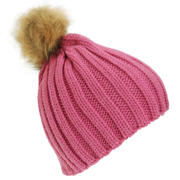 Universal Textiles Barnflickor Kabelsticka Faux Fur Pom Winter Beanie Hat One S