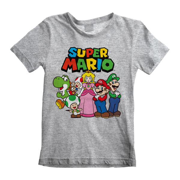 Super Mario Barns / Barn Grupp T-shirt 7-8 Years Grå Lyng