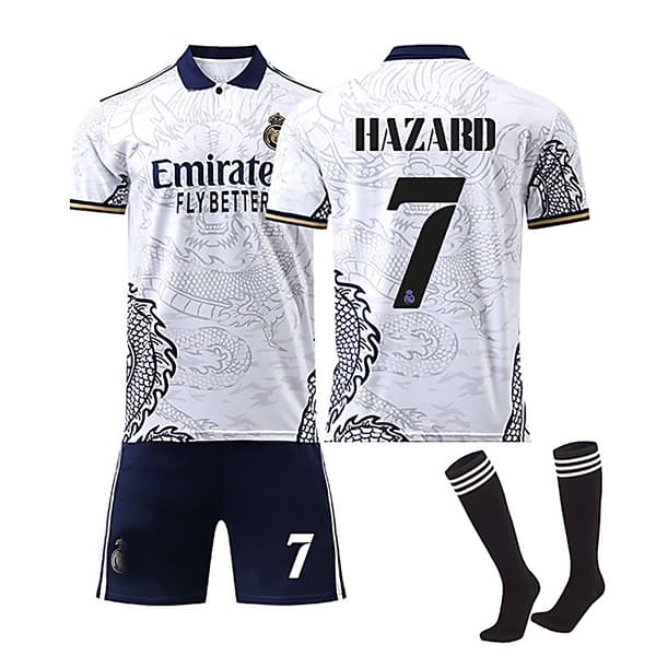 Real Madrid 22-23 Dragon stil Trøje HAZARD Nr 7 Fodboldtrøje sæt