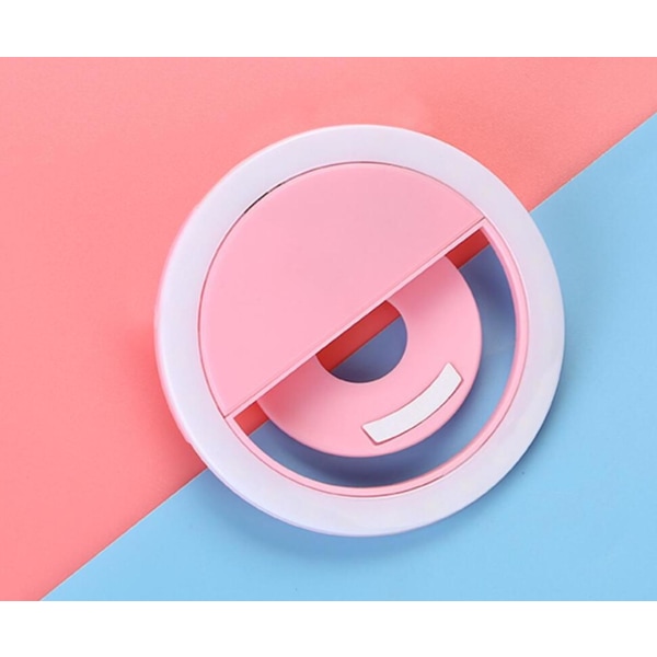 Global Items Led Selfie Lampe Til Mobil - Genopladelig Pink One Size
