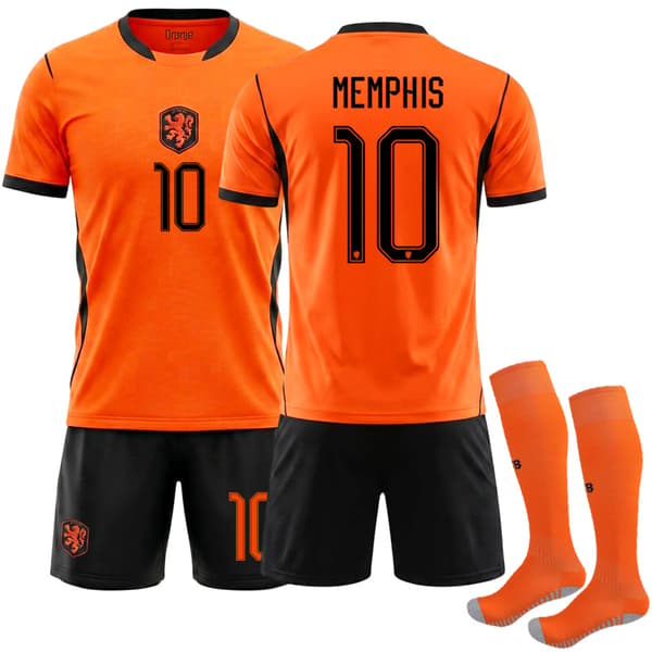 2026 Holland Hjemme VM Fodboldtrøje til børn og voksne med strømper No.10 MEMPHIS