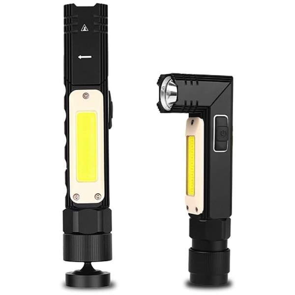800Lux USB-laddningsbar 90 graders ficklampa, helt i aluminium, 4 lägen, ficklampa i fickformat, magnetisk arbetslampa, vattentät, bäst för