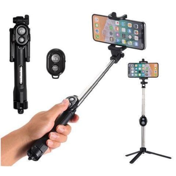 Mobil o Teknik Selfie Stick / Stativ Mobilstativ Med Bluetooth Fjernbetjening Black