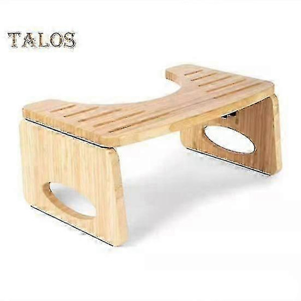 Toilet Skammel Trin Sammenklappelig Bambus Afføringsskammel med Anti-Slip Lag Forbedrer Badeværelsesstilling og Sunde Afføringsvaner