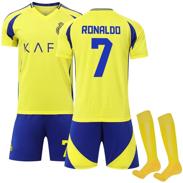 2024-2025 Al-Nassr FC Fotballdrakt for barn Nr.7 Ronaldo-Xin