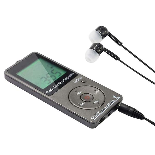 Bærbar radio, personlig radio med hodetelefoner, Walkman-radio med oppladbart batteri, digital skjerm, stereoradio