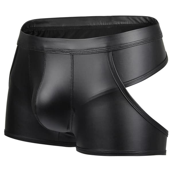 Menns Sexy T-string Faux Lær Undertøy Truser Underbukser Boxer Shorts String (XL)
