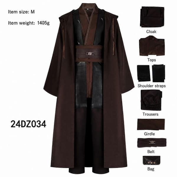Cosplay-kostyme 24dz034 Anakin Jedi-ridder komplett sett for Halloween og sceneopptreden Anakin med kappe