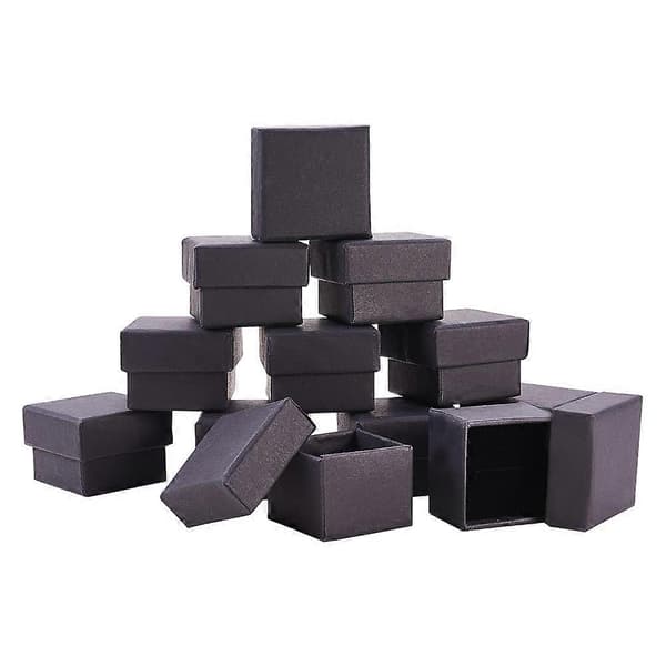 24-pak Smykkeringer Kraft Firkantede Smykkeesker i Papp, 4,3x4,3x3 cm