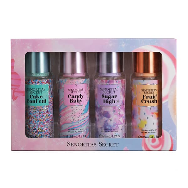 Victoria Parfyme Kroppsspray Sett, Langvarig Blomsterduft, 4×125ml Gavesett – Rose, Melk, Kremet, Orkidé, Bergamott & Fresia