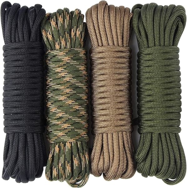 4 stk 15 meter Paracord tau med 7 tråder Nylon tau 250kg Brea