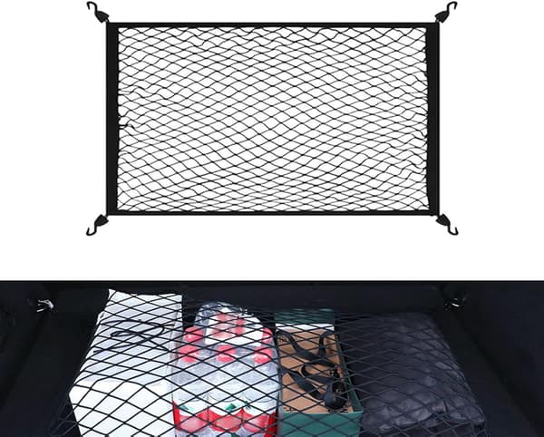 Bilbagagenät 60x40cm Bagagenät med 4 krokar Elastiskt lastnät Lastnätsorganisatör Bilförvaringsnät för lastbilar, SUV:ar