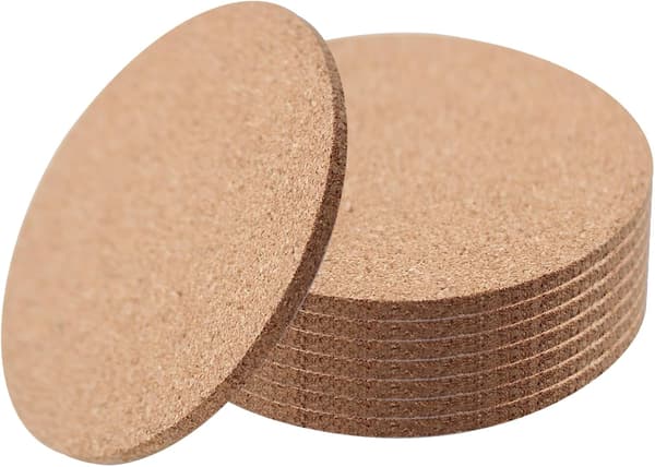 8 stk. runde korkbrikker, 10 cm diameter 3 mm tykkelse Gjenbrukbare og absorberende brikker for hjemmekontor Barer og restauranter Kopper Flasker Boll