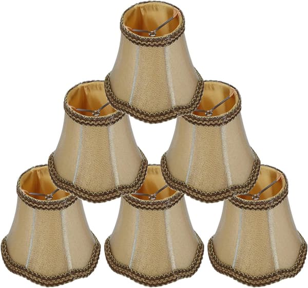 6 stk. små clip-on lyspæreskjermer, minilampeskjermer, gulvlampeskjermer, lysekrone stofflampeskjermer, bordlampeovertrekk, 13x12x8cm
