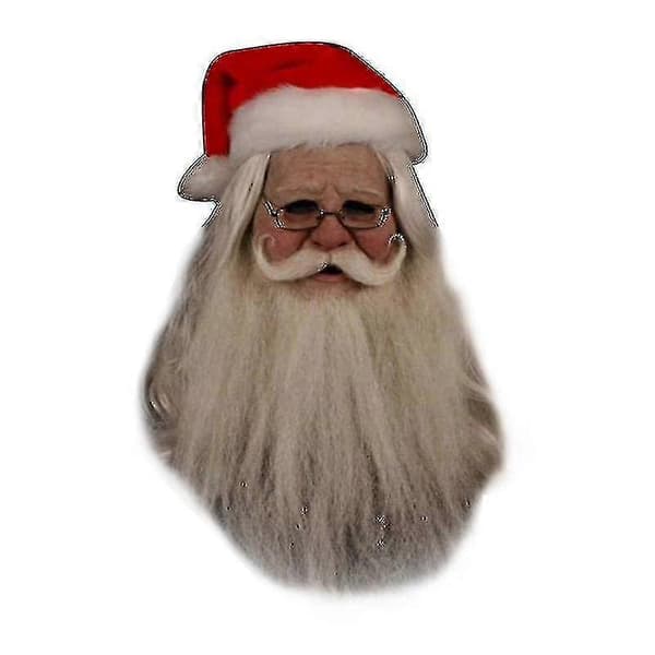 [KK] Julhelhuvud Latexmask för vuxna 62 cm huvudomkrets Andningsbar Bekväm med rörlig mun (Ram ingår ej)