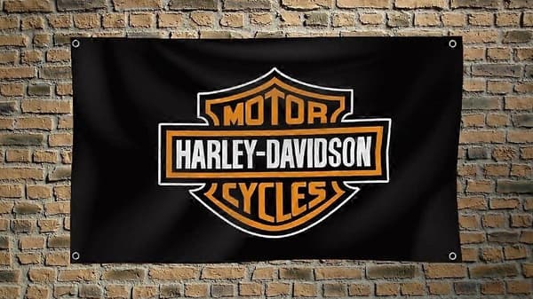Harley-Davidso<wbr/>n 3x5 FT Flag Car Sort Banner til Garage Værksted Mandehule Væg QQTO535