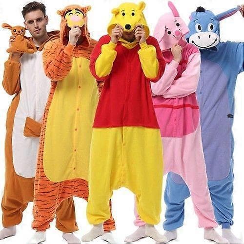 [KK] Voksen Ole Brumm Flannel Onesie11 Cosplay Kostyme Kigurumi Hettegenser Pyjamas