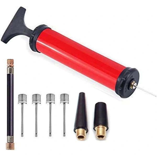 [CA] Ballpumpe med 4 ballpumpenåler, 2 dyser og 1 slange for fotball, rugbyball, volleyball, basketball, håndball, ballong, badering og annet