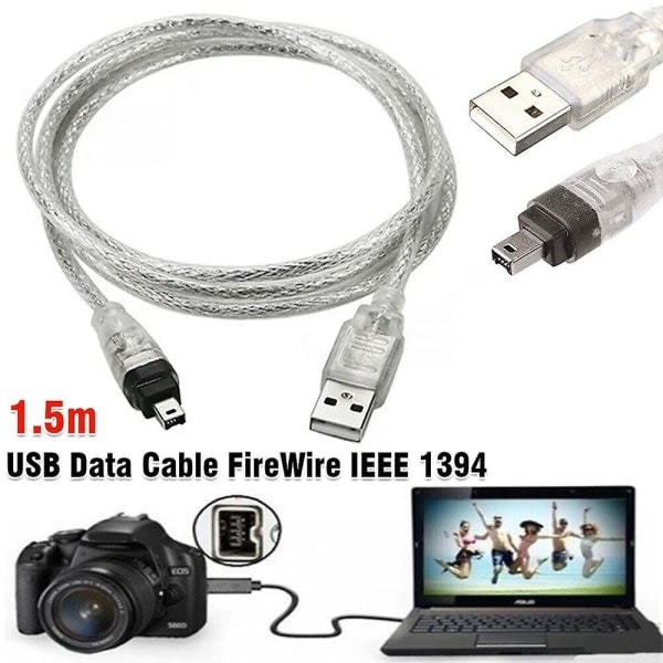 Mini DV MiniDV USB-datakabel FireWire IEEE 1394 HDV-videokamera kompatibel med PC-redigering