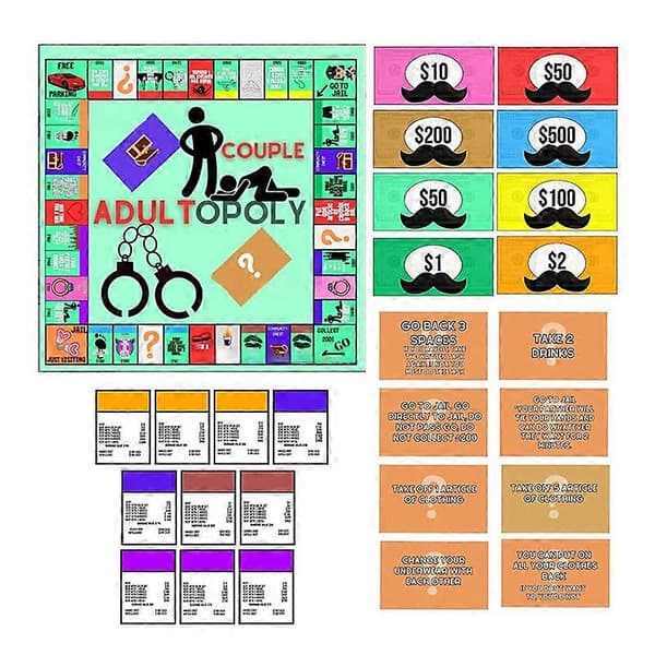 Adultopoly Brettspill Par Adultopoly Date Night Spill Morsomt Interaktivt Forhold Kortspill Samtalekort For Par (LGL)