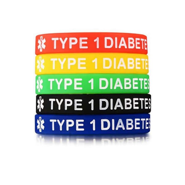 Medisinsk varslingsarmbånd Type 1/2 Diabetes Armbånd 5 stk Silikonarmbånd Lett 7,5'' Diameter Bærbart bånd for barn Voksen (LGL)