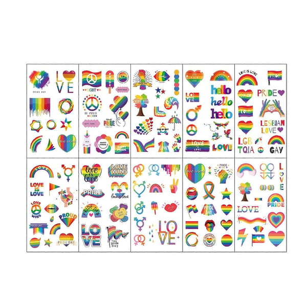 Pride Day Tatovering Med Kjærlighet Regnbue Pride Fest Midlertidige Klistremerker