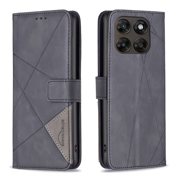 SKALO BINFEN COLOR Kohokuvioitu Lompakkokotelo sopii Motorola Moto G77 5G - Musta