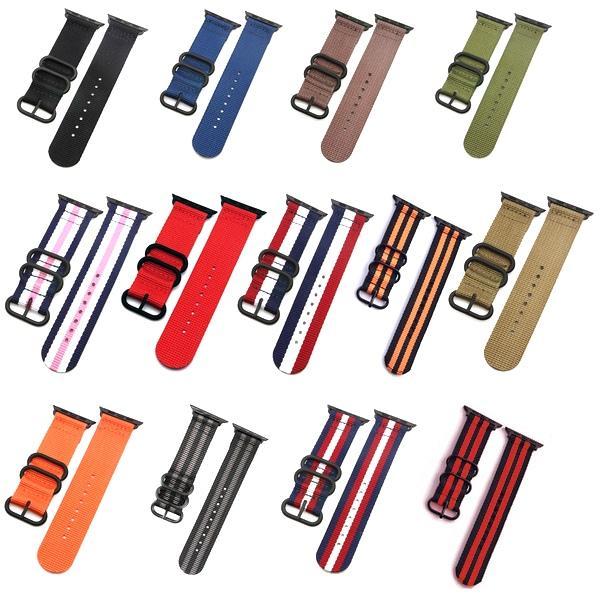 SKALO Nato-armband Nylon Apple Watch Series 1-3 42mm - Fler färger Svart-Grå