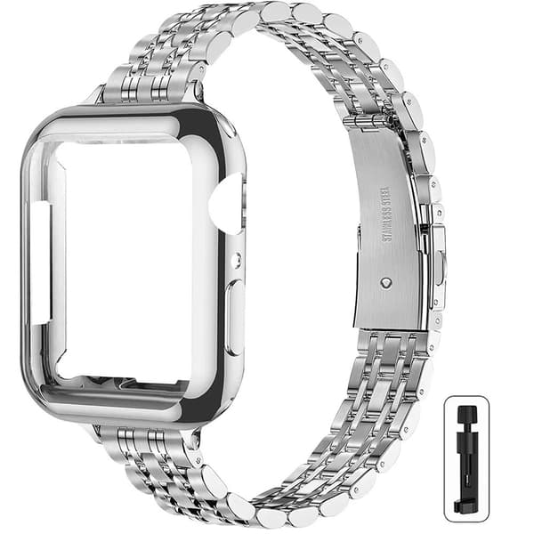 Rem-integreret etuisæt kompatibelt med (S10/S11) 42 mm premium metaludskiftningsremme