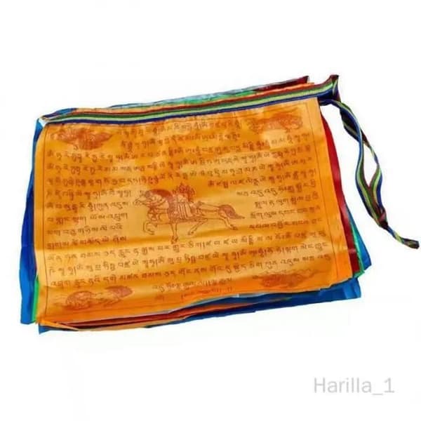 Tibetanske bedeflag - Sæt med 20 - Lyse farver - Satin stof - 28 x 25 cm
