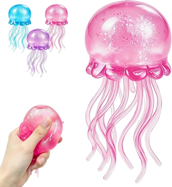 NeeDoh Jellyfish Jelly Squish Stress Fidget Sensorisk Klemmeleke for Barn Voksne Rosa Rosa