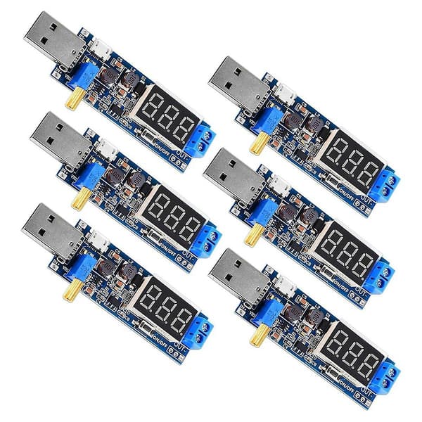 6 stk. USB Buck Boost Converter 3,5V-12V til 1,2V-24V DC-DC Step Up Strømforsyningsmodul Spændingsregulator