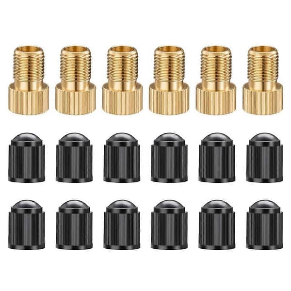 6 stk. Presta ventiladaptere, konverterer Presta til adapter for sykkel, pump opp dekk med standardpumpe