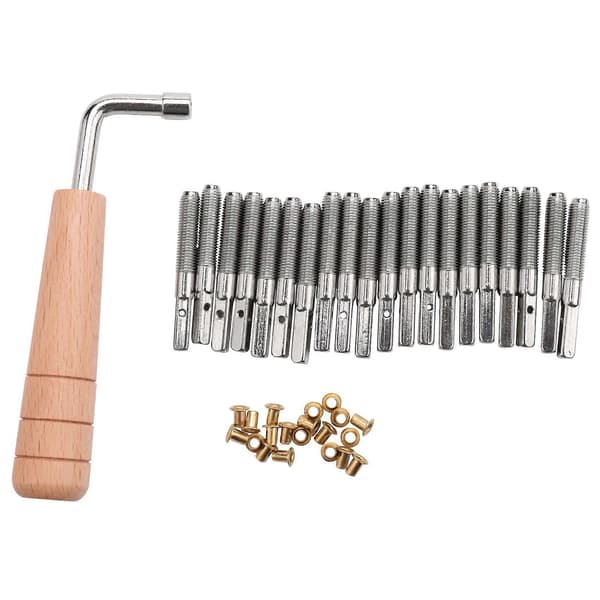 20 stk. Stemmesøm og 20 stk. Nitter, med L-formet Stemmenøgle, til Lyre Harpe Lille Harpe Musica