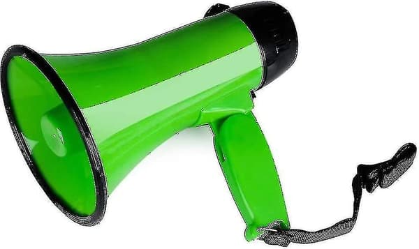 Bærbar Megafon Bullhorn 25 Watt Effekt Megafon Høytaler Stemme Og Sirene/alarm Moduser (grønn)