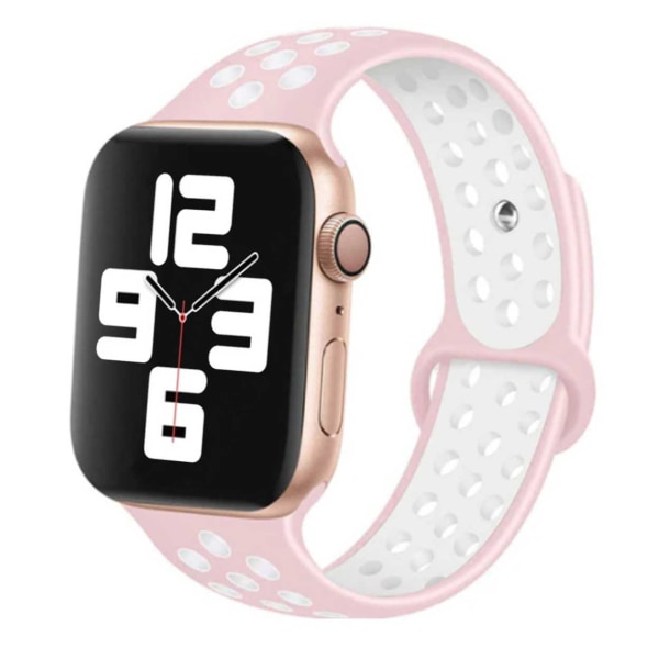 Megabilligt Apple Watch Kompatibel Armbånd 42/44/45/49 Silikone Sports Pink Hvid