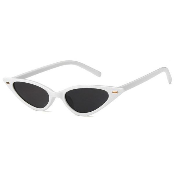 Megabilligt Hvide Smalle Solbriller Mørkt Glas Hvid