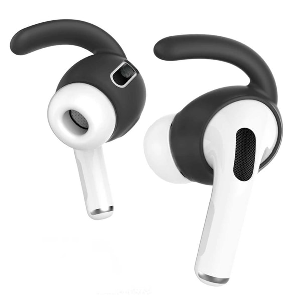Megabilligt Airpods Pro Ear Hooks - Silikone Earhooks Black Sort