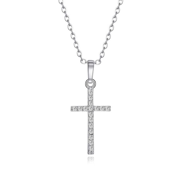 Megabilligt Silver Cross Halskæde Kæde Med Diamonds Chain Sølv