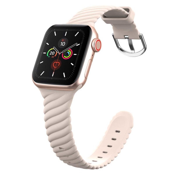 Megabilligt Ribbet Apple Watch Silicone Armbånd 38/40/41 Beige