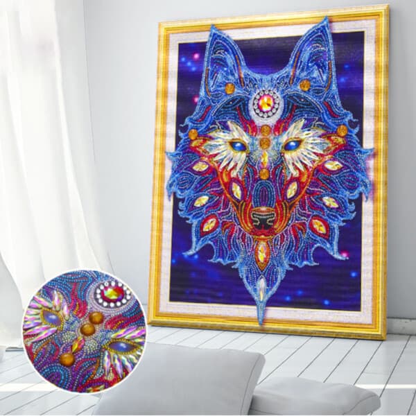 Suuri ylellinen 5D -timantimaalaus Timantimaalaus susi 47x57