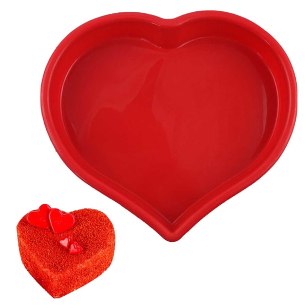 Megabilligt Hjerte Bagning Form Sukker Kage Silikone Rød