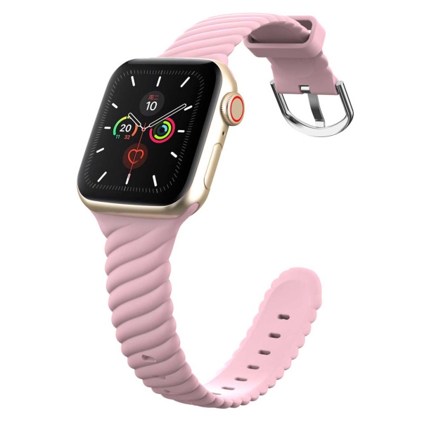 Megabilligt Ribbet Apple Watch Silikone Armbånd 42/44/45 Pink