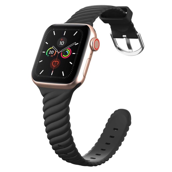 Megabilligt Ribbet Apple Watch Silicone Armbånd 38/40/41 Sort