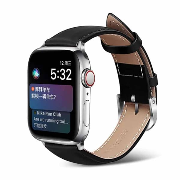 Apple Watch 38/40/41 1/2/3/4/5/6/7/Se svart skinnarmbånd skinn
